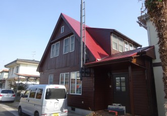 近江八幡市 K様の 外壁ｵｽﾓｳｯﾄﾞｽﾃｨﾝﾌﾟﾛﾃｸﾀｰ塗装、屋根ﾌﾟﾚﾐｱﾑﾙｰﾌSI塗装、雨樋修繕サムネイル
