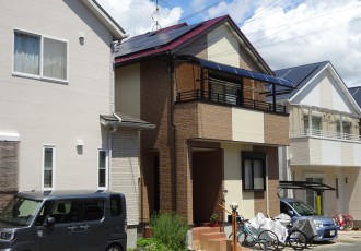 八幡市橋本東原の N様 外壁 SKﾌﾟﾚﾐｱﾑｼﾘｺﾝ／屋根 ｻｰﾓｱｲF塗装サムネイル