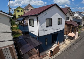 八幡市橋本のK様 外壁 ｼﾘｺﾝREVO-IR/ 屋根 ｽｰﾊﾟｰｼｬﾈﾂｻｰﾓF塗装サムネイル